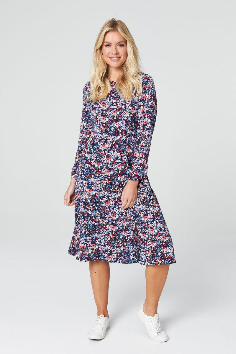 Ditsy Floral Long Sleeve Midi Dress ...